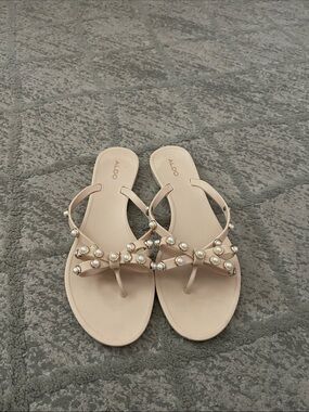 ALDO Blush Pearl-Studded Thong Sandals